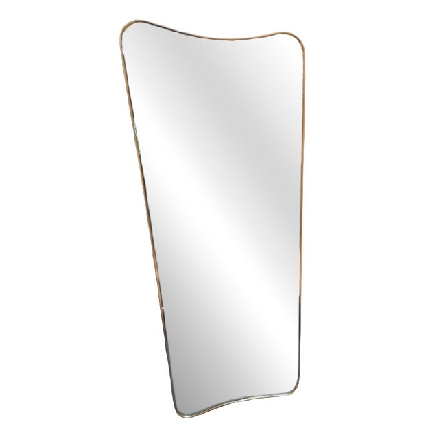 Wall Mirror with Brass Frame in the style of Gio Ponti for Fountain Art Park of the Princes Naples, 1990s For Sale