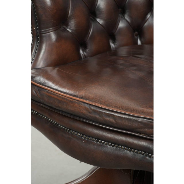 Chesterfield Desk Chair in Brown Cowhide Leather For Sale - Image 12 of 17