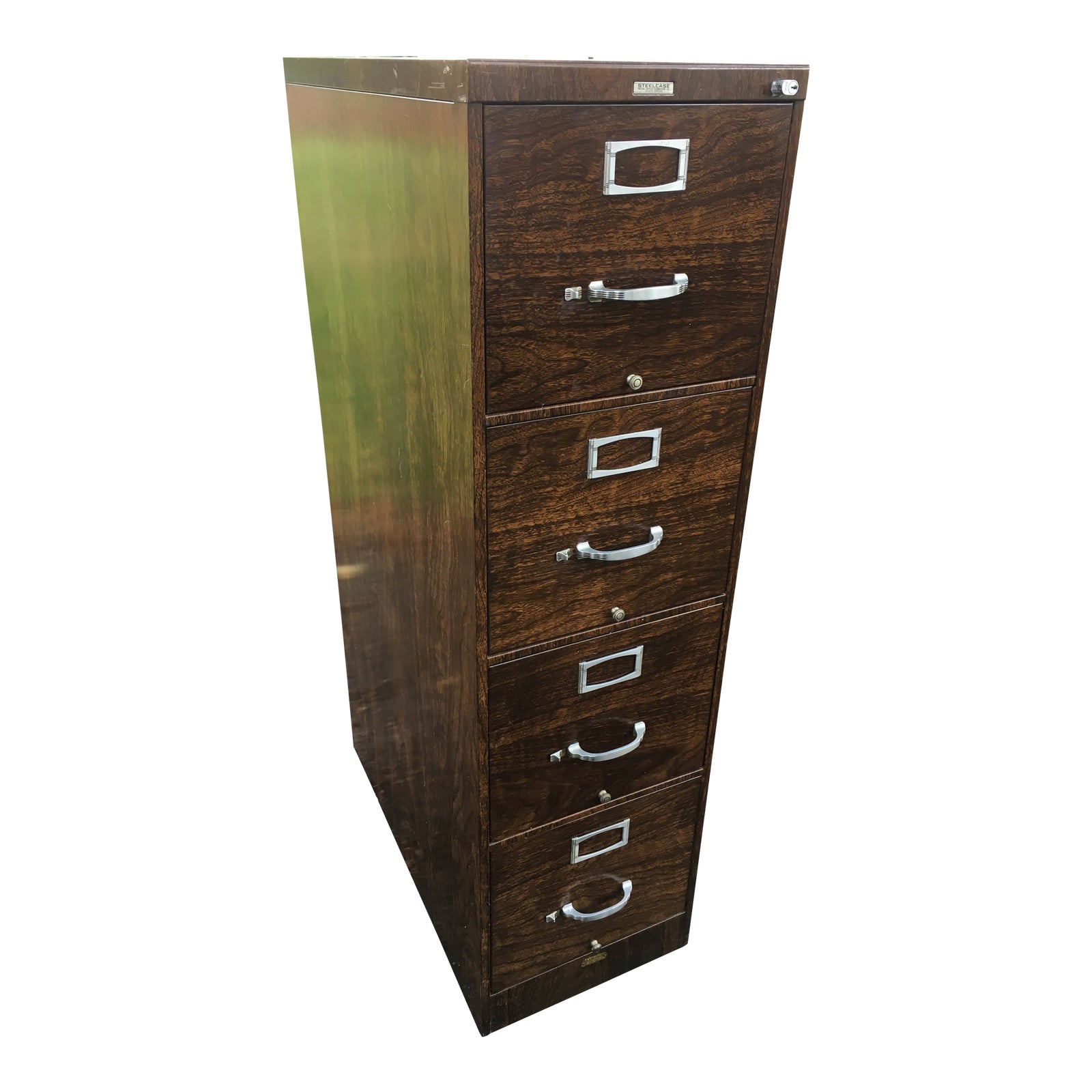 Vintage Steelcase Wood Grain Finish Four Drawer Filing Chairish