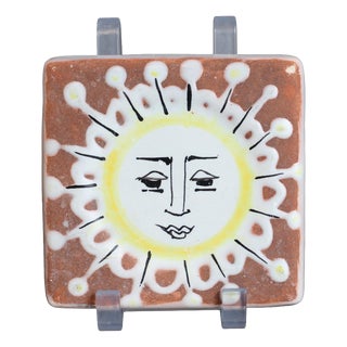 Vintage French Decorative Wall Hanging Tile by Roger Capron, 1950s For Sale