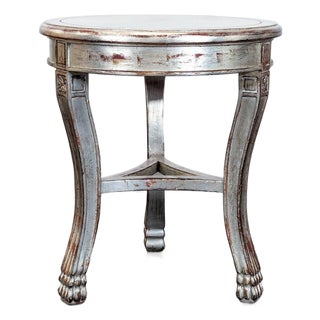 Vintage Silver Antiqued Side Table For Sale