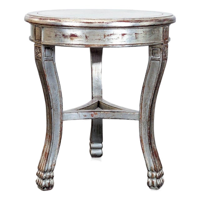 Vintage Silver Antiqued Side Table For Sale