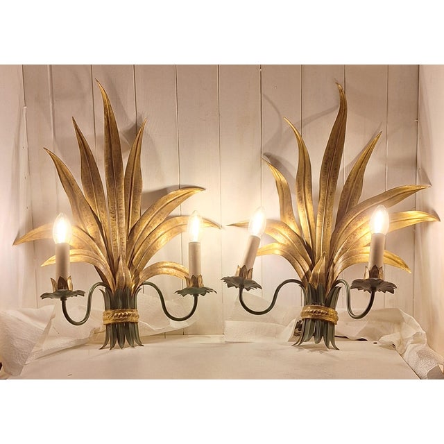 Metal Florentine Wall Lamps in Colored Metal, 1960s, Set of 2 For Sale - Image 7 of 7