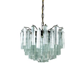 Italian Murano Trilobal Prism Pendant Light in Clear Glass, 1970s For Sale