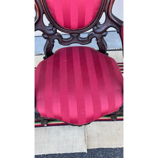 Antique Walnut Victorian Carved Bergere Arm Chair, Circa 1860’s For Sale - Image 4 of 12