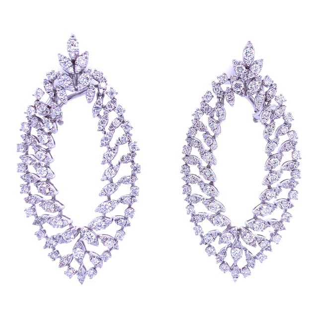 Elegant Diamond 18kt White Gold Earrings – 4.17 Carats, A Pair For Sale