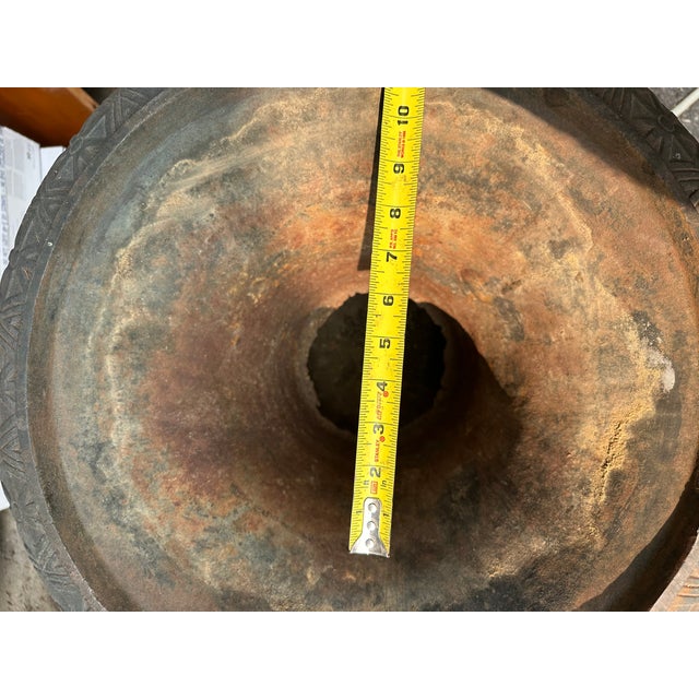 Late 20th Century Estate Sized Cast Iron Garden Urn For Sale - Image 10 of 10