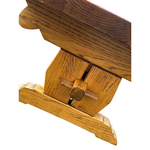 Rectangle Oak Trestle Coffee Table, 1970s For Sale - Image 10 of 15