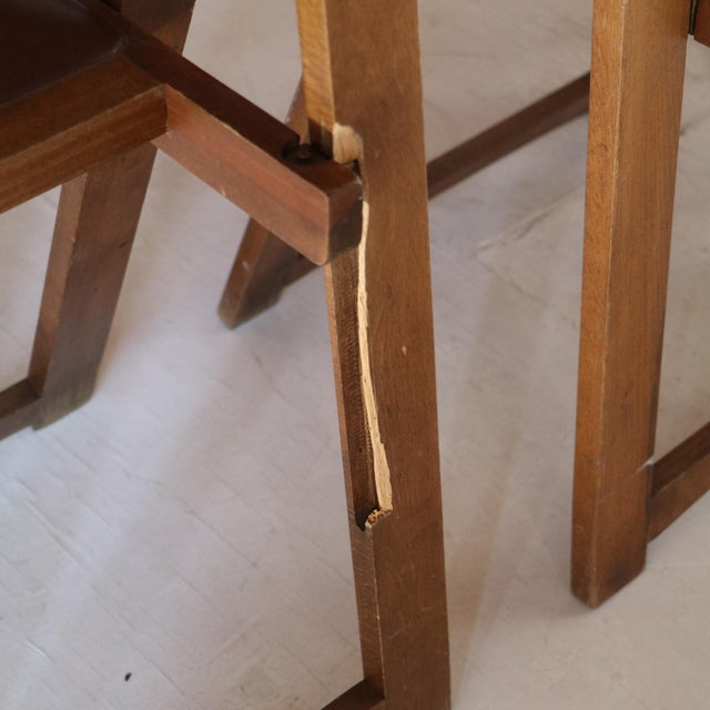 Wood Set of 3 Trieste Foldable Wooden and Leather Chair Attributed to Aldo Jacober for Alberto Bazzani - Italy For Sale - Image 7 of 9