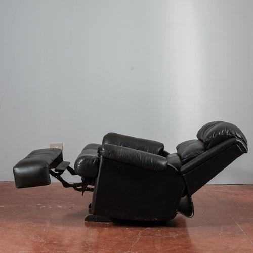 Animal Skin Reclining Black Leather Armchair For Sale - Image 7 of 18