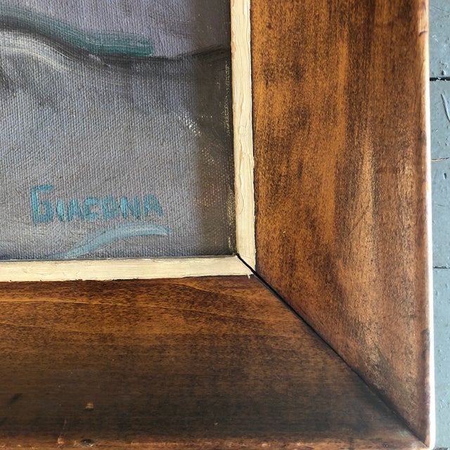 Mid-Century Modern Vintage Mid Century Modernist Still Life Painting With Flowers Signed Giacona For Sale - Image 3 of 7