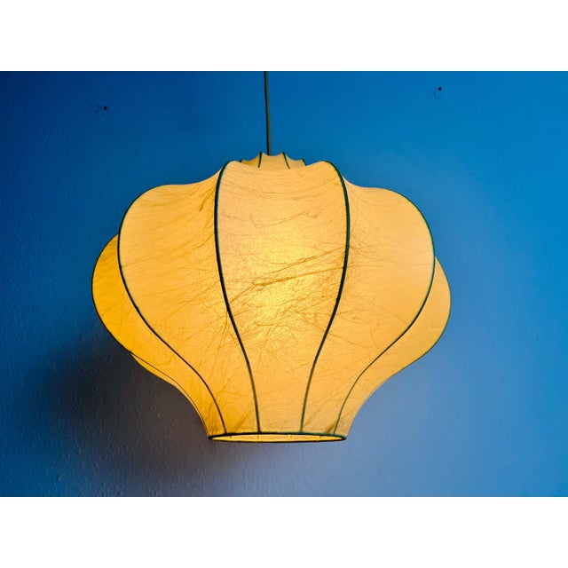 Yellow Mid-Century Modern Flower Shape Cocoon Pendant Light, 1960s, Italy For Sale - Image 8 of 10