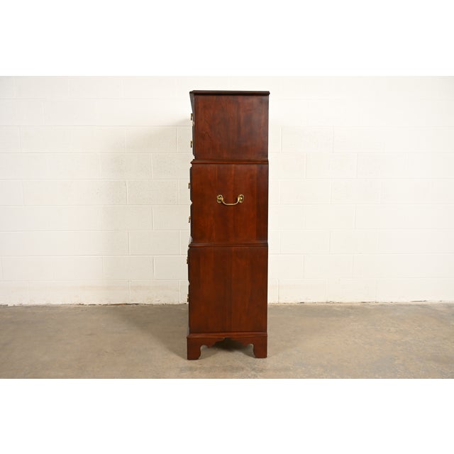 Harden Furniture Georgian Solid Mahogany Triple Chest-on-Chest Highboy Dresser For Sale - Image 15 of 17
