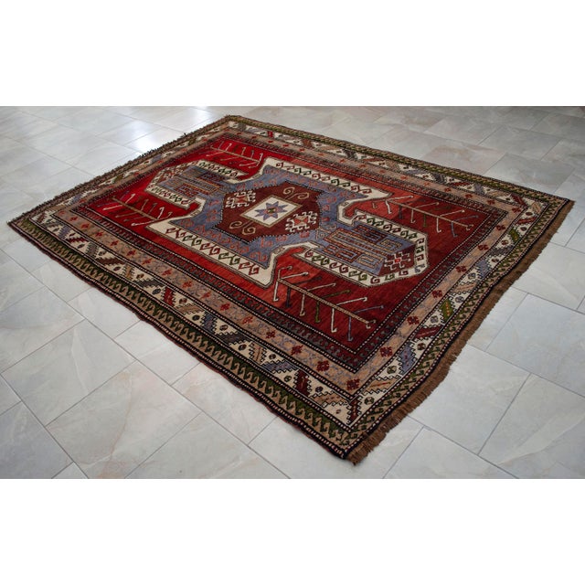 1960s Hand Knotted Turkish Rug Tribal Pure Natural Wool Large Area Rug For Sale - Image 15 of 17