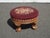Footstool ~ Vintage French Country Burgundy Floral Round Needlepoint Footstool#2 For Sale In Los Angeles - Image 6 of 14