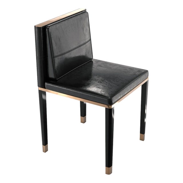 "Sabbia" Chair With Bronze and Tailor Made Leather For Sale