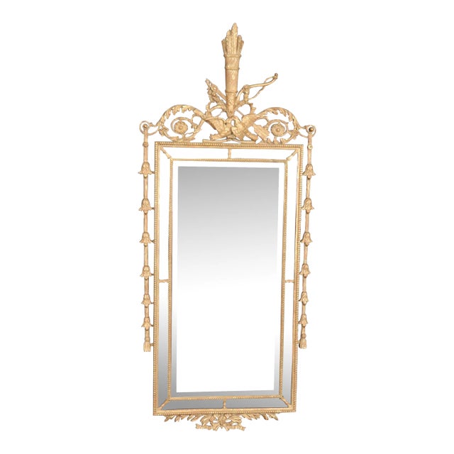 Rare Adams Mirror With Carved Birds Quiver and Bow and Arrows Circa 1940 For Sale