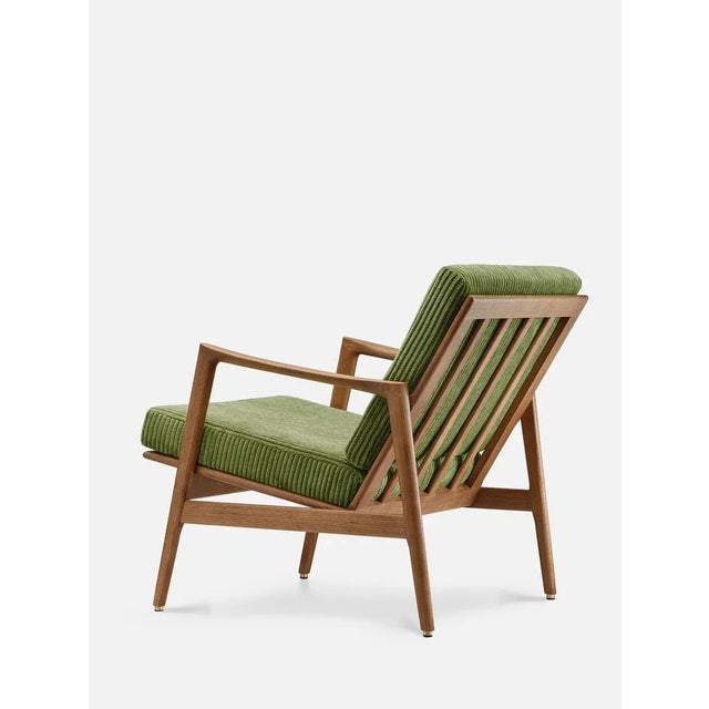 Stefan Lounge Chair in Green Fabric and Dark Wood, 2023 For Sale - Image 3 of 4