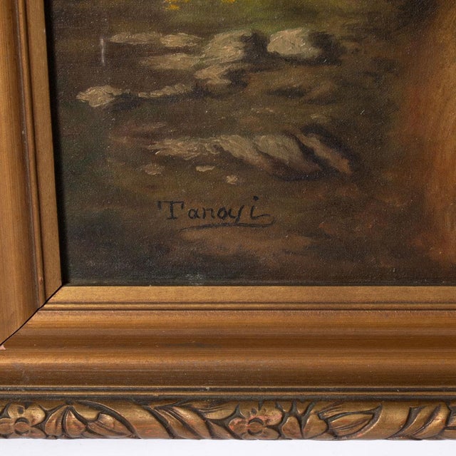 Rustic Mid 20th Century Oil on Canvas Hay Wagon With Horse and Wagon For Sale - Image 3 of 9
