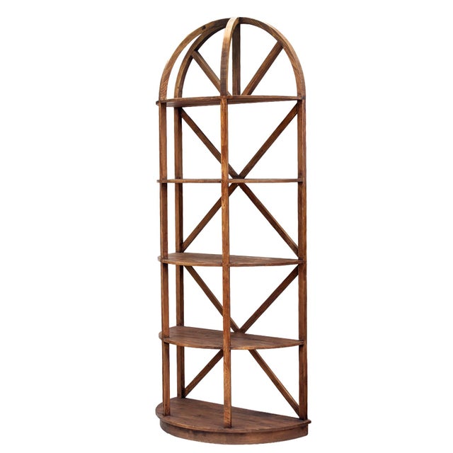 A Strikingly Handsome Vintage Restoration Hardware; Tall Reclaimed Douglas Fir Wood Etagere Book Case with Five Shelves....