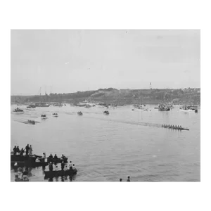 1932 Harvard and Yale Crew Race Black and White Photograph