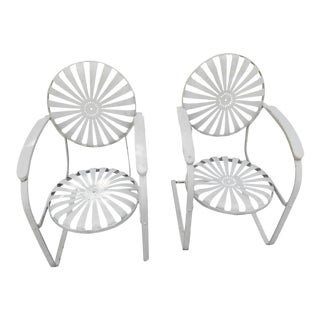 Vintage Francois Carre Cantilever Sunburst Garden Chairs- a Pair For Sale