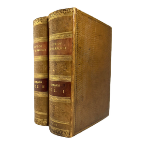 Mid 19th Century Illustrated Leather Volume Set, Edward Edwards the Life of Sir Walter Ralegh [Raleigh] - 2 Books
