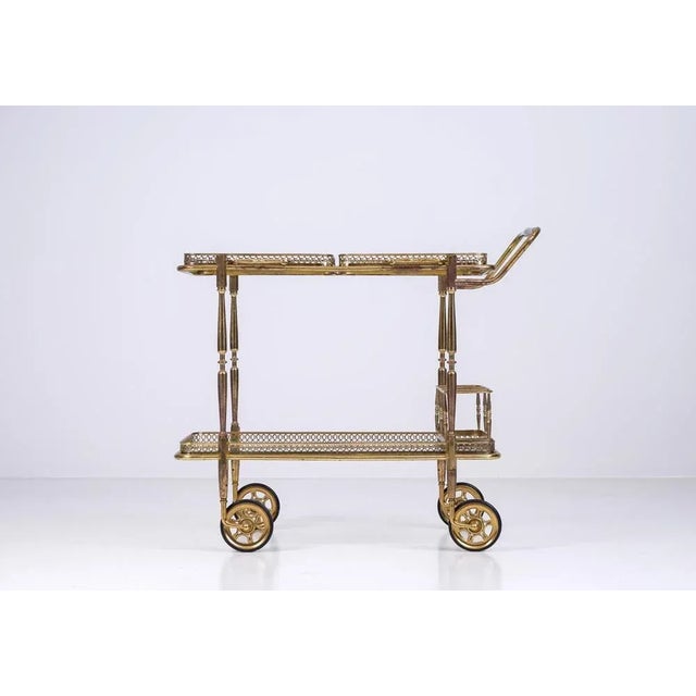 Gold Mid-Century Brass & Glass Bar Cart, 1960s For Sale - Image 8 of 12
