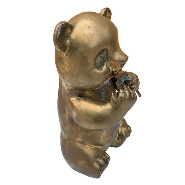 MCM Brass Panda Statue Figurine For Sale - Image 14 of 17