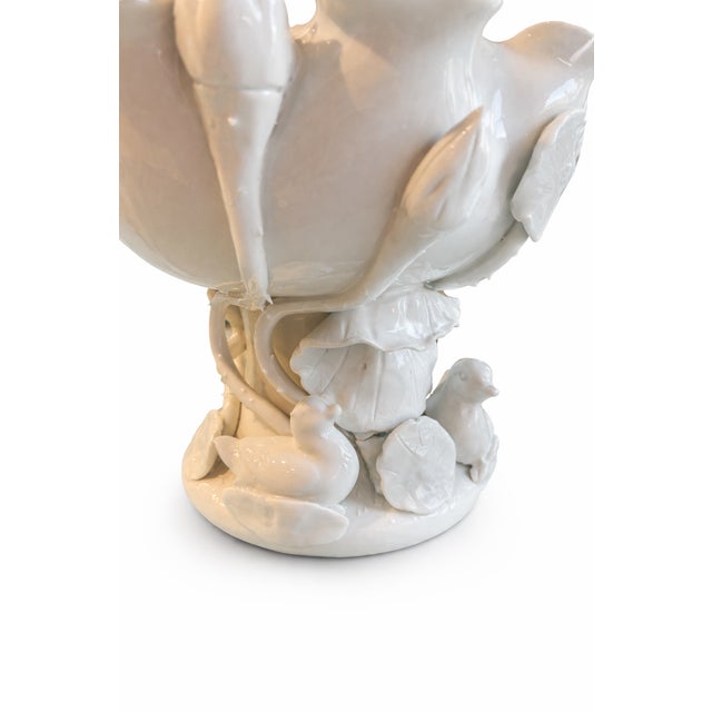 Vintage Blanc-De-Chine-Style White Porcelain Pedestal Compote For Sale - Image 4 of 8