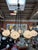 1950s Stilnovo Opaline Glass Chandelier With Brass & Black Accents 1950's For Sale - Image 5 of 8