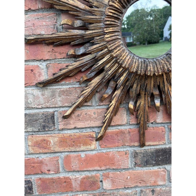 1940s Vintage French Sunburst Mirror For Sale - Image 5 of 11