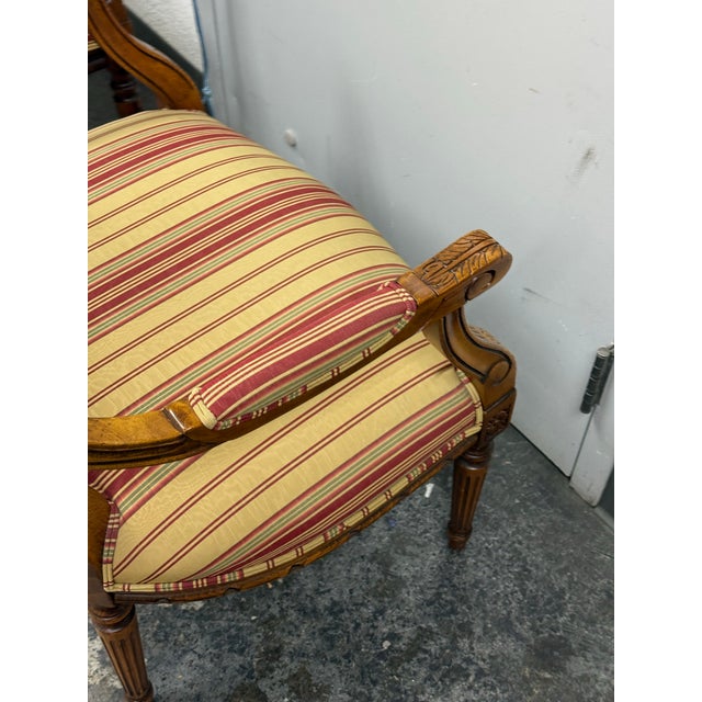 Wood Ethan Allen Francesca French Louis XVI Upholstered Armchairs, Pair For Sale - Image 7 of 12