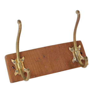 European Vintage Double Brass Hook Wall Rack