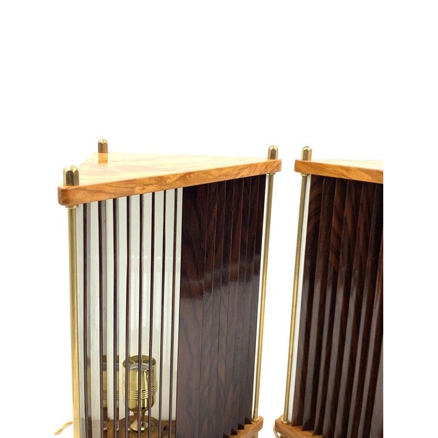 Palisander and Brass Table Lamps by Leonardo Mosso, Italy, 1970s, Set of 2 For Sale - Image 17 of 18