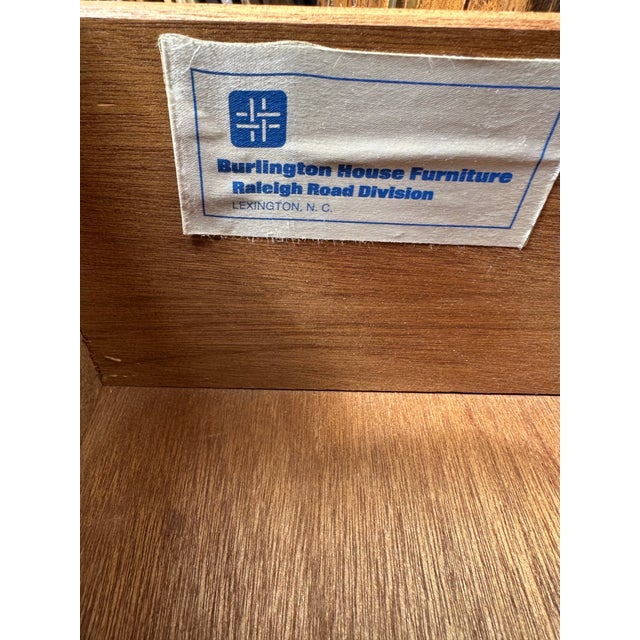 1970’s Burlington House Furniture brutalist nightstand in the style of Paul Evan’s. Oak intricate patchwork design with...