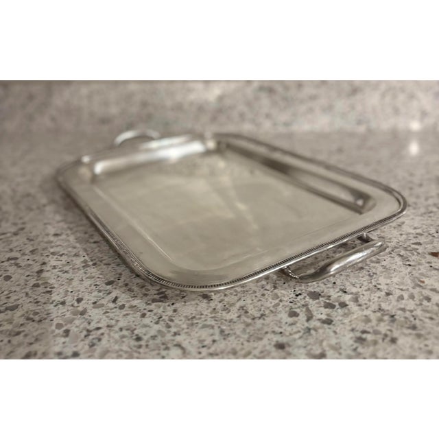 1980s Large Vintage Silver Plate Serving Tray With Handles. Vvg, 11.5” X 18.5” For Sale - Image 5 of 9