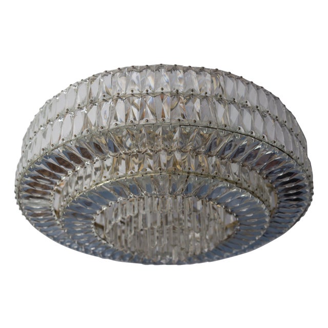 Large Mid-Century Modern Crystal 12-Light Ceiling Lamp, 1950s For Sale