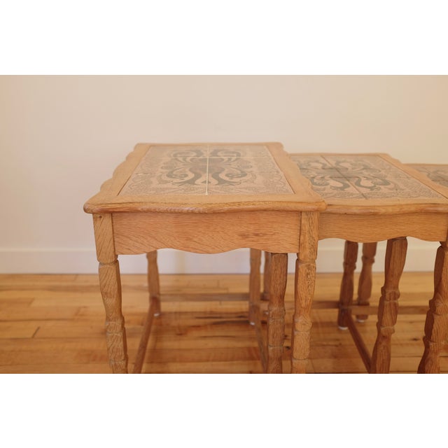 1960s Oak and Ceramic Side Table Attributed to Henning Kjærnulf For Sale In New York - Image 6 of 11