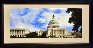 "United State Capitol and the Senate Building" Contemporary Architectural Photograph, Framed