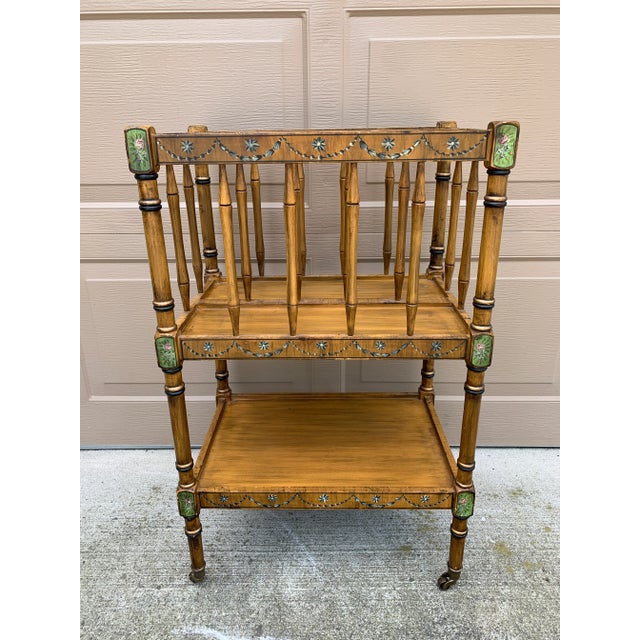 1960s French Country Painted Canterbury Book Stand With Floral Detail For Sale - Image 13 of 14