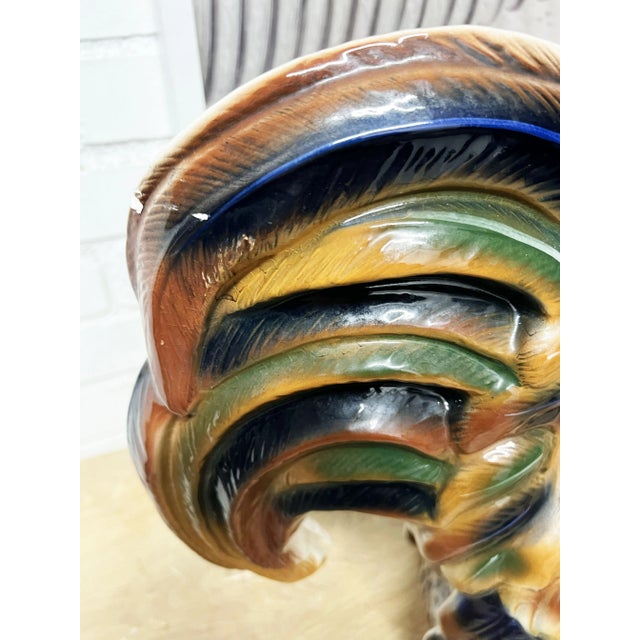 Brass Vintage Italian Large Scale Ceramic Rooster For Sale - Image 8 of 10