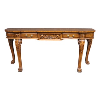 Karges Walnut Carved Console Table For Sale