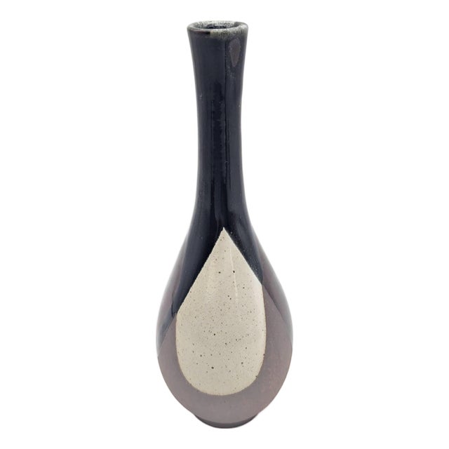 Mid 20th Century Japanese Glazed Stoneware Bud Vase For Sale