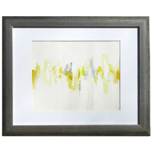 Contemporary Vintage Yellow & Gray Abstract in Gray Frame For Sale - Image 3 of 3
