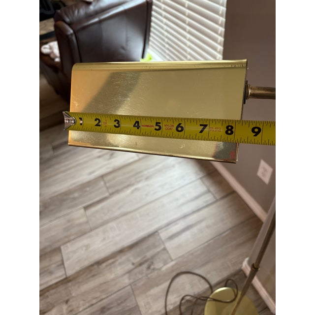 1970s Heavy Brass Adjustable Height Floor Lamp MCM “Pharmacy Lamp” For Sale - Image 9 of 12