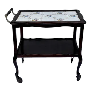 Early 20th Century English Wooden Rolling Tea/Bar Cart