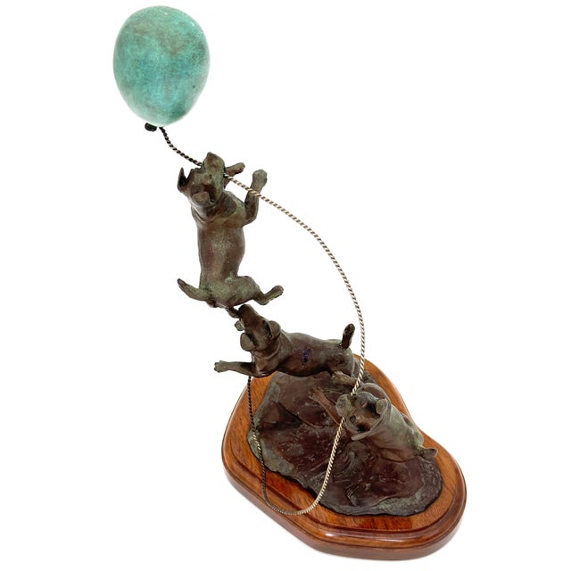 Brown Jack Russells with Balloon' , Bronze Sculpture by T. Fredrick, 1992, #3 of 26 For Sale - Image 8 of 11