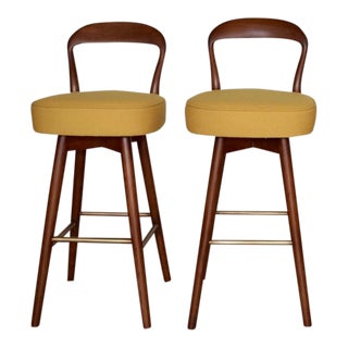 1960s Vintage Danish Modern Henry Rosengren Bar Stools- a Pair For Sale
