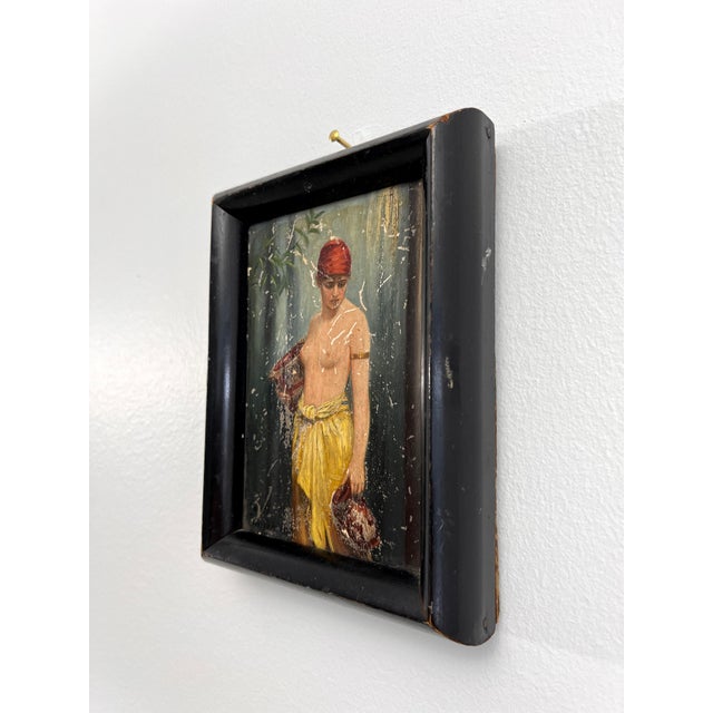 Miniature Antique Original Framed Nude Figurative Oil Painting For Sale - Image 4 of 5